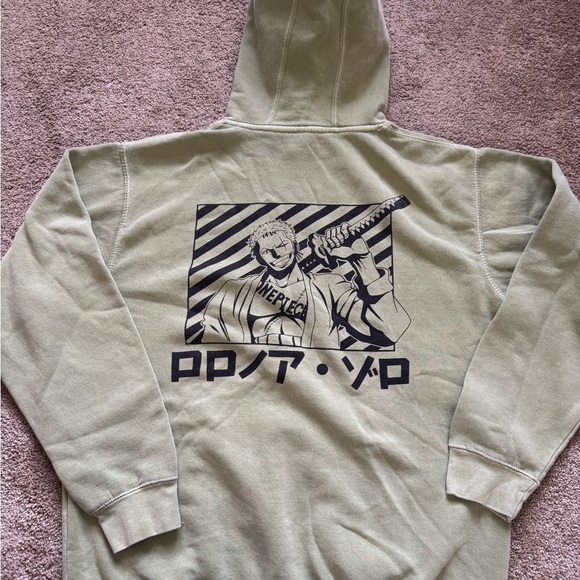 One Piece Green Graphic Pullover Hoodie Crunchyroll Size L - Picture 4 of 9